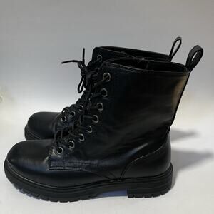 SO Women’s Reindeer Black Lace-up Zip Combat 8 Med Comfort Mid Boots